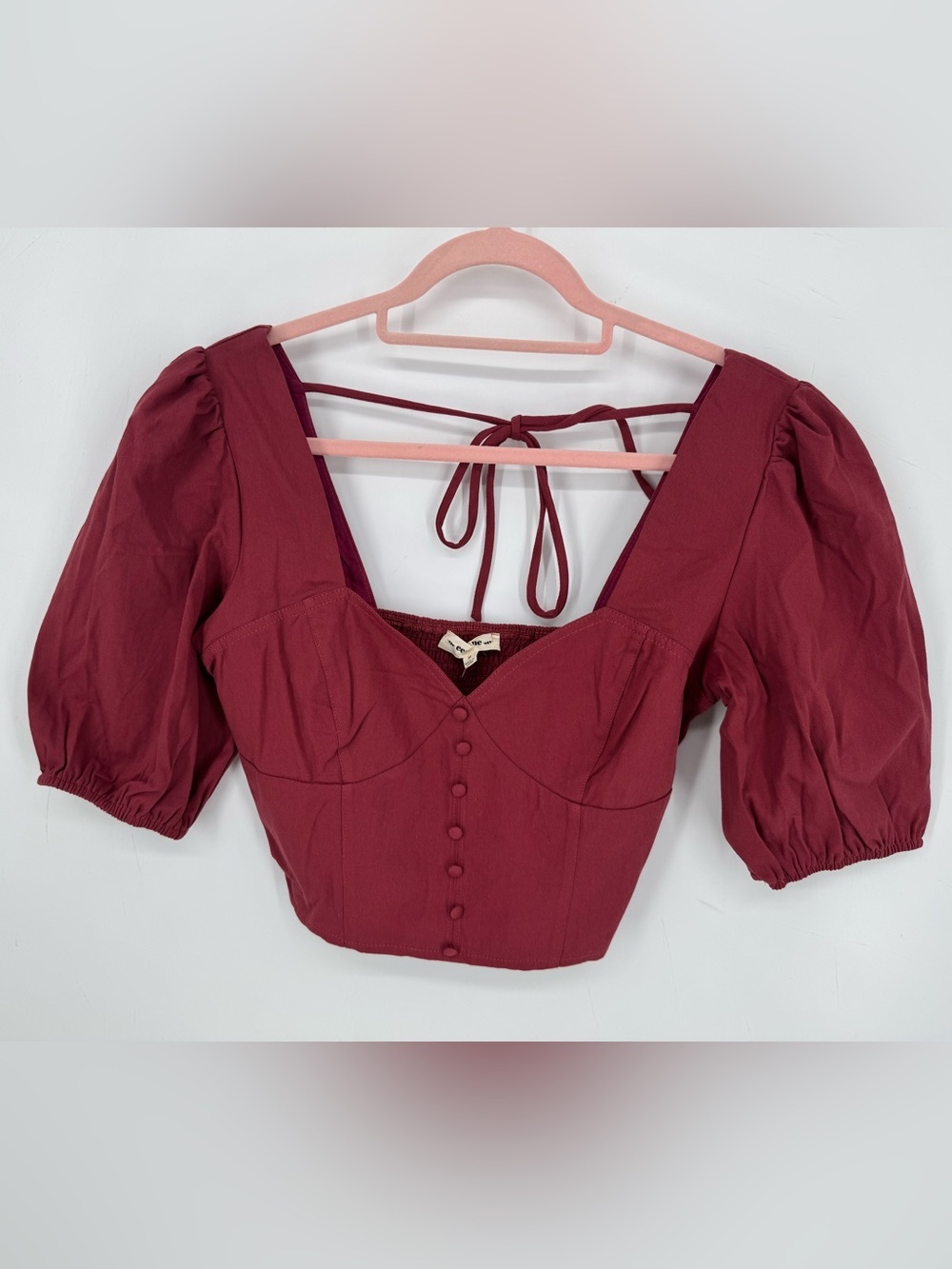 Eesome Boutique Boho Puff Sleeve Brick Red Earthy Crop Top NWT Size Medium